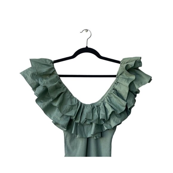 Zara Forest Fairy Bodysuit Size M Ruffle Coquette Feminine Dainty Festival Green - Picture 9 of 12